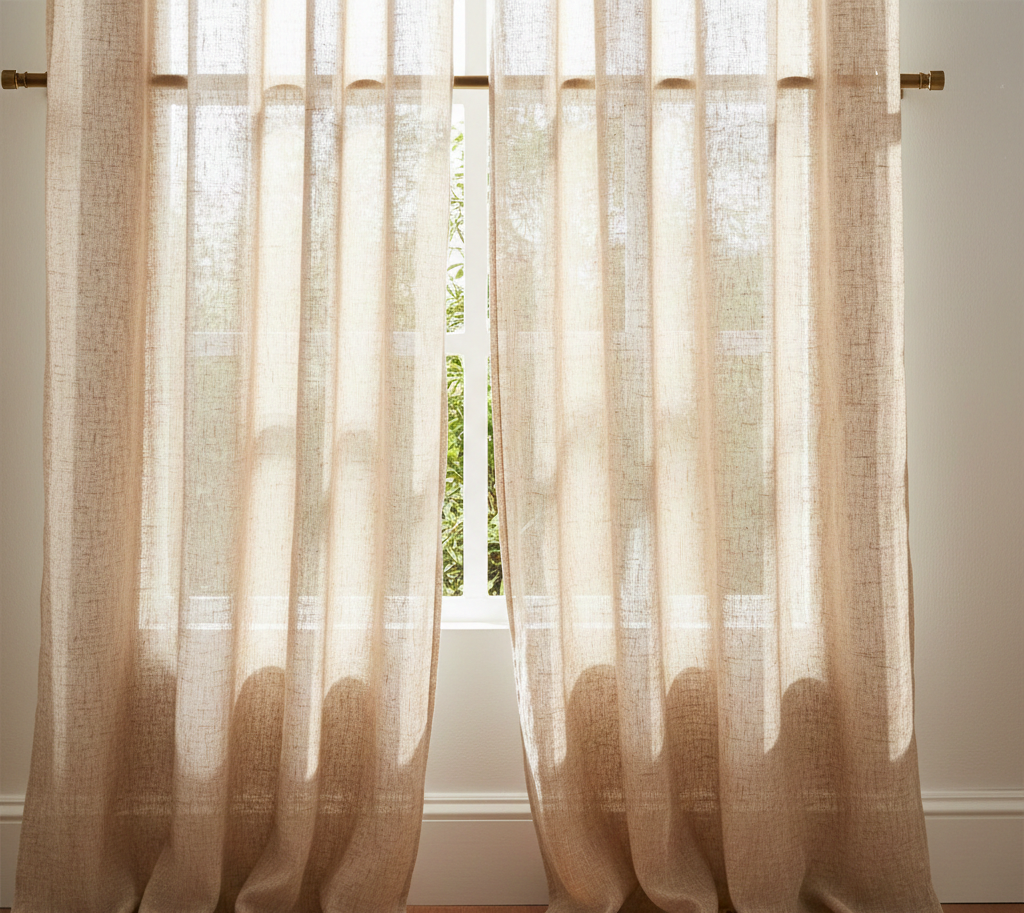 Natural linen sheer curtains